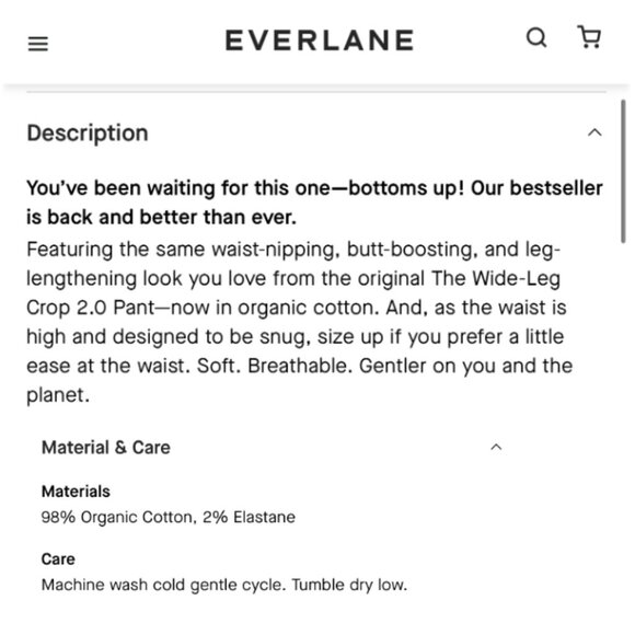 Everlane The Organic Wide-Leg Pant 00 XXS NWT - Picture 5 of 9